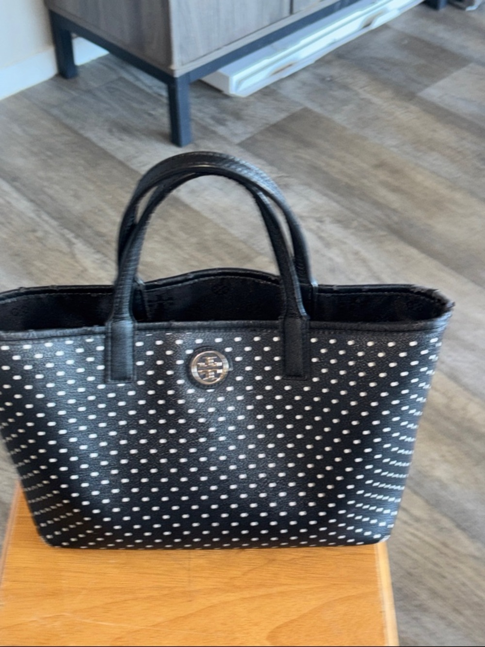 Tory Burch Black and White Polka Dot Tote
